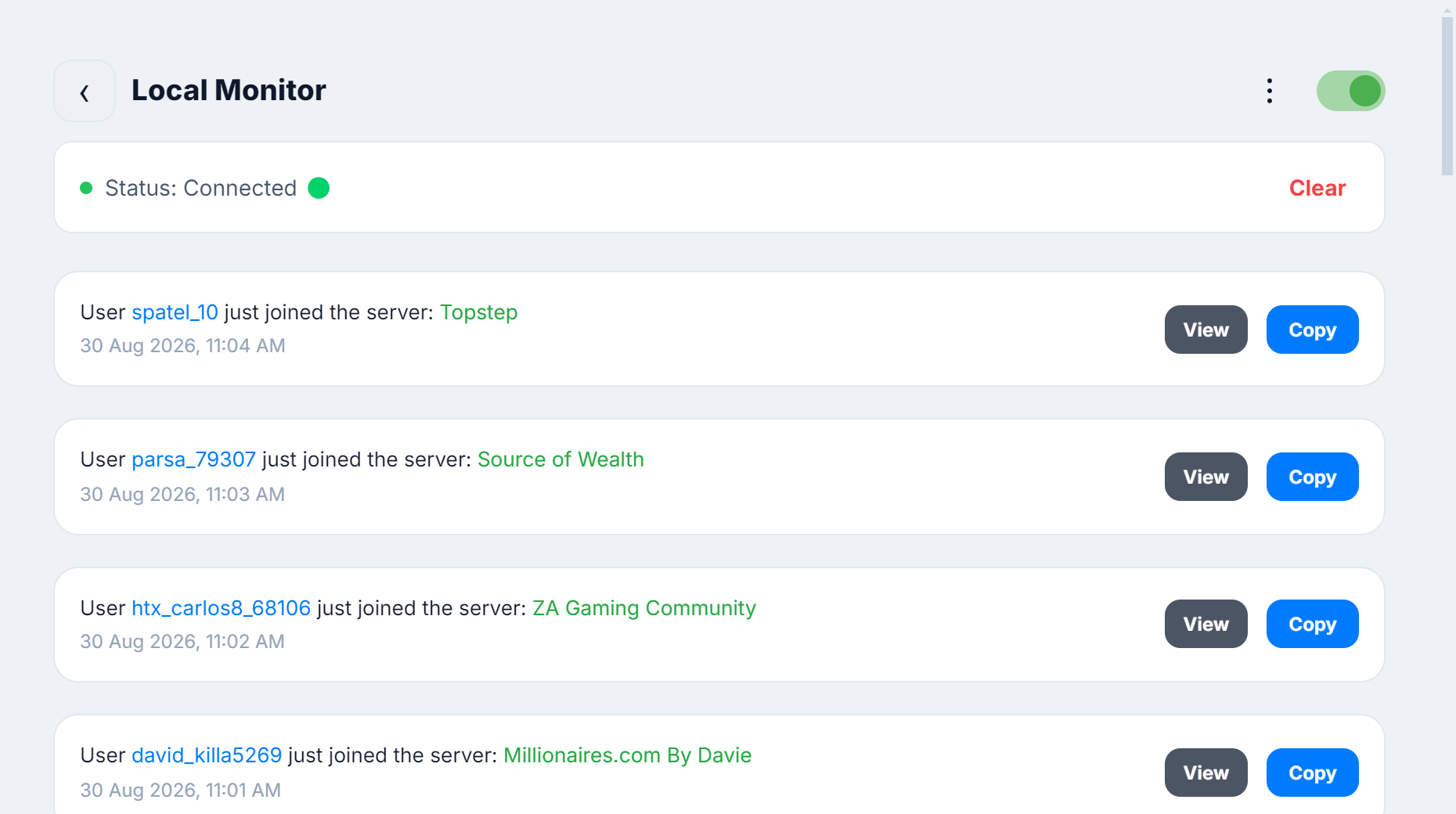 Choosing a Discord server to extract channel messages from
