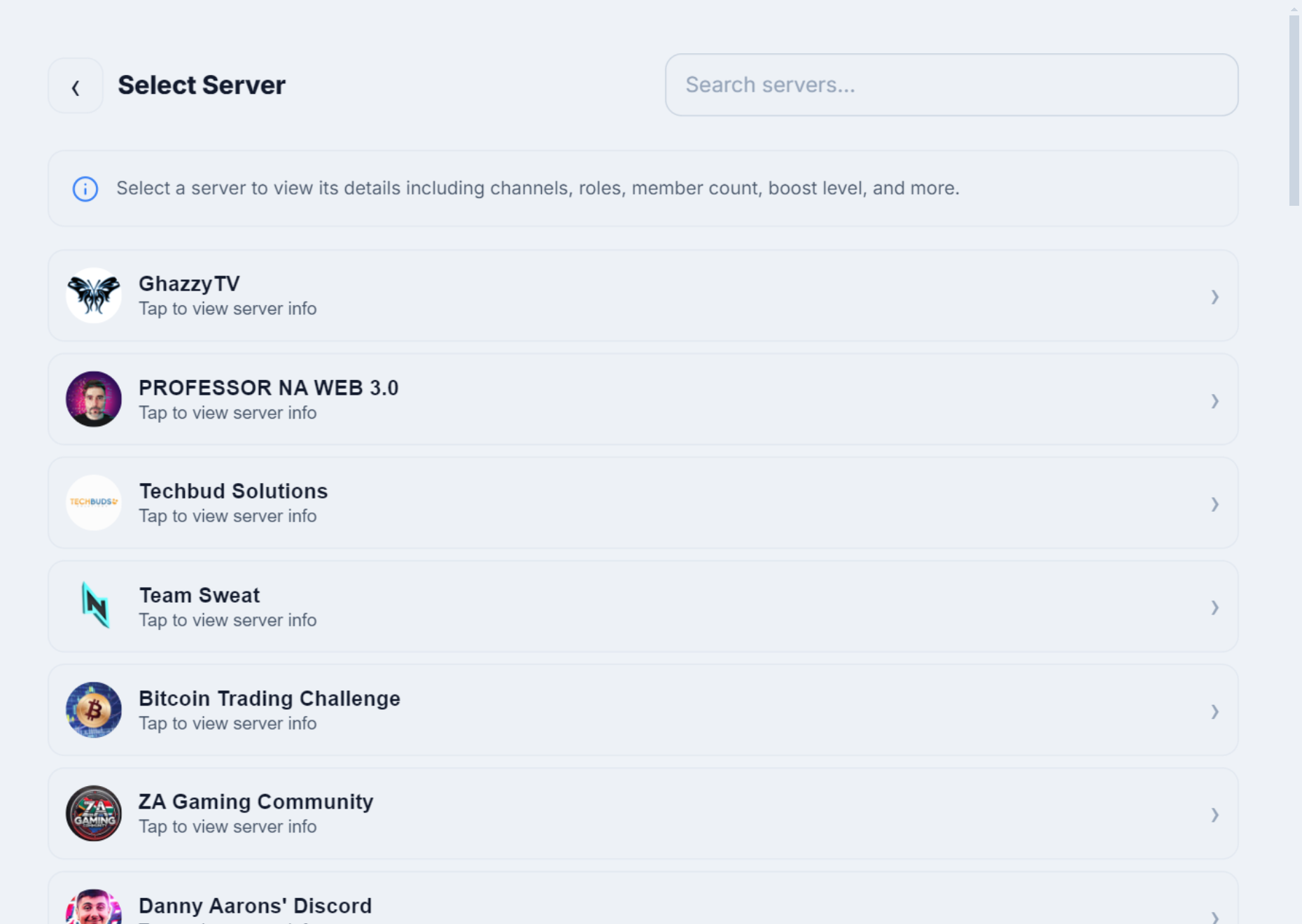 A Discord server's channels, roles and boost level in WiseCord